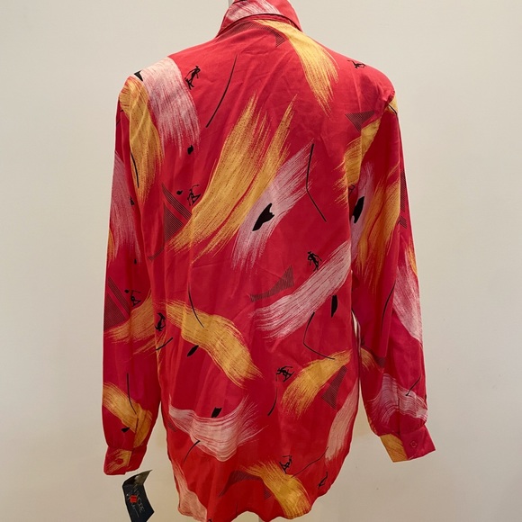 Deadstock/NWT Vintage 80 Ship’N Shore Pink Pop Art Button Down Shirt - Picture 4 of 9
